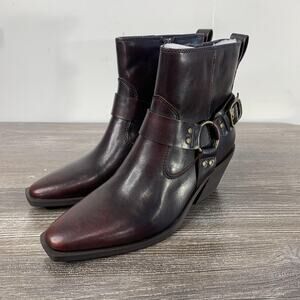 New! Frye And Co Kehlani Ankle Booties Womens Size 6M Maroon Western Boots